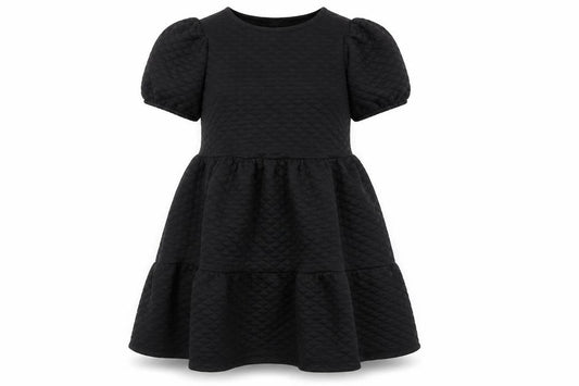 Front view of River Island women’s black polyester a-line, size UK 10, round neck zip