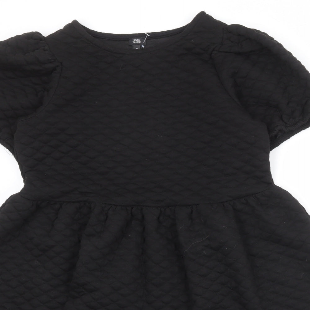 River Island Womens Black Polyester A-Line Size 10 Round Neck Zip