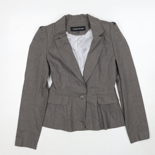 Warehouse Womens Grey Polyester Jacket Blazer Size 10