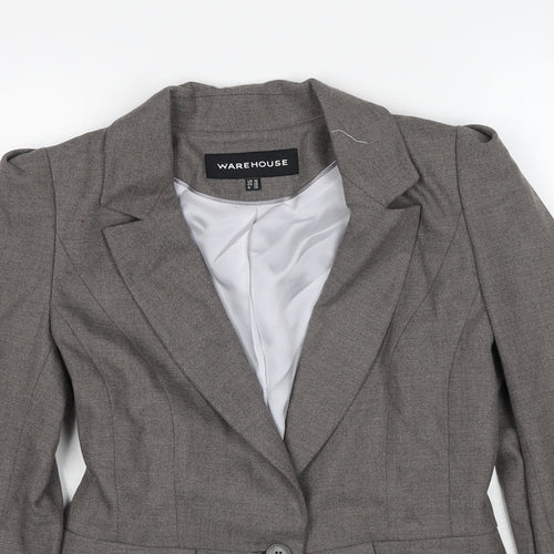 Warehouse Womens Grey Polyester Jacket Blazer Size 10