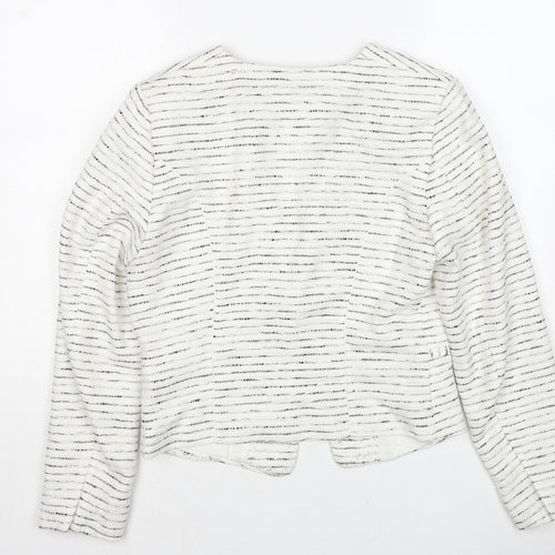 H&M Womens White Striped Jacket Blazer Size 10