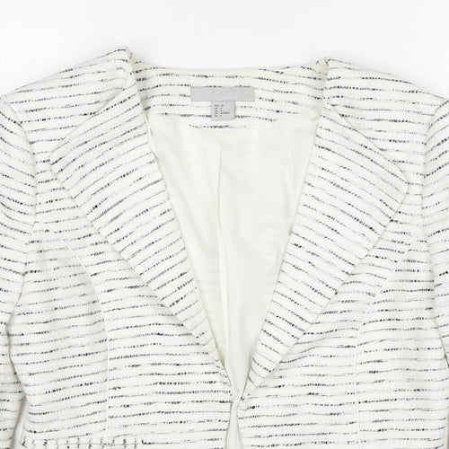 H&M Womens White Striped Jacket Blazer Size 10