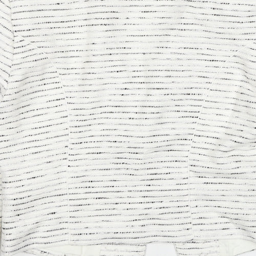H&M Womens White Striped Jacket Blazer Size 10