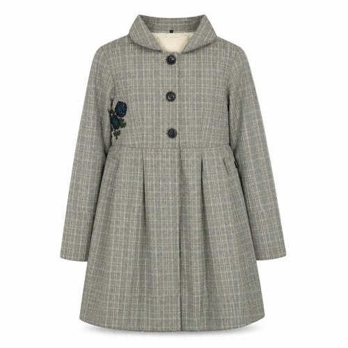 Laga Womens Beige Geometric Overcoat Coat Size M Button - Flower Detail