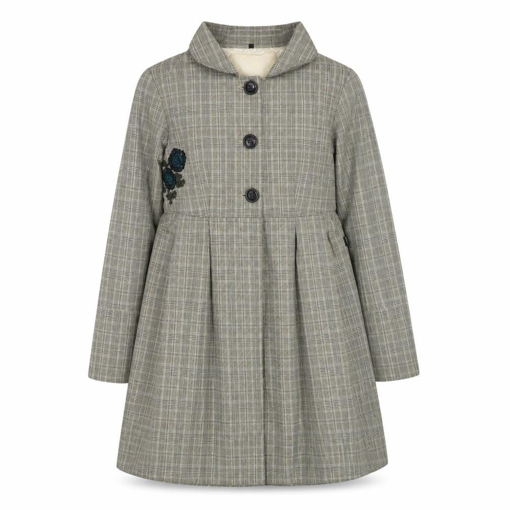 Laga Womens Beige Geometric Overcoat Coat Size M Button - Flower Detail