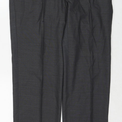 Marks and Spencer Mens Grey Polyester Dress Pants Trousers Size 34 in L29 in Regular Zip