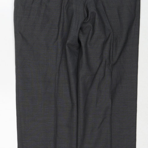 Marks and Spencer Mens Grey Polyester Dress Pants Trousers Size 34 in L29 in Regular Zip