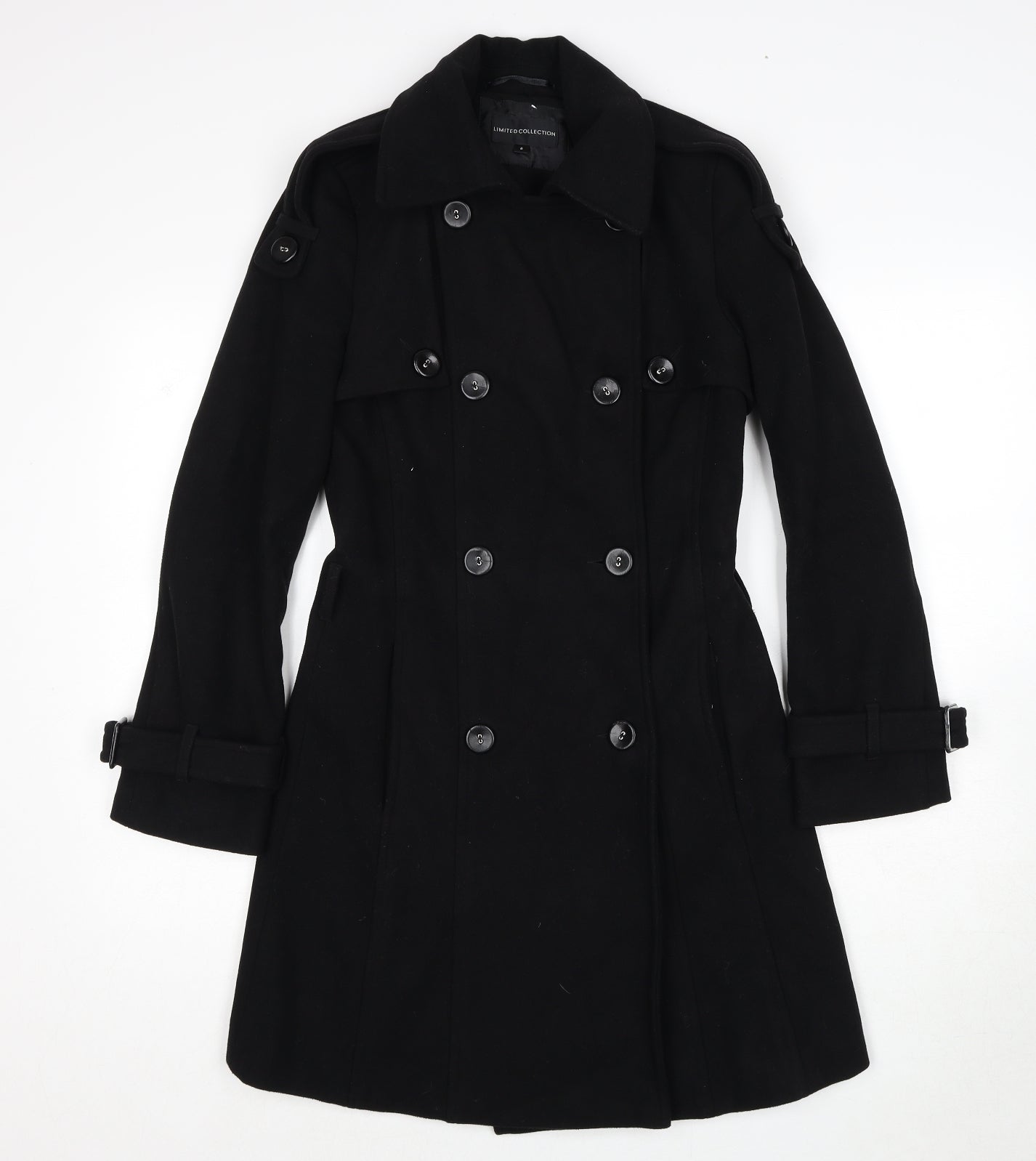 Marks and Spencer Womens Black Pea Coat Coat Size 6 Button