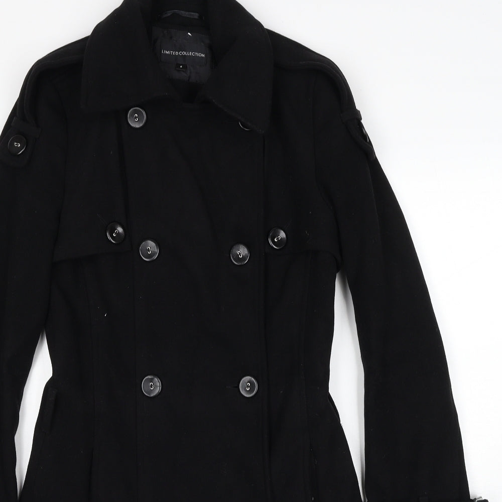 Marks and Spencer Womens Black Pea Coat Coat Size 6 Button