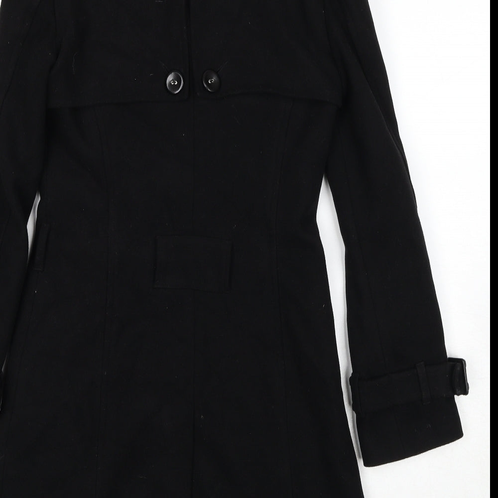 Marks and Spencer Womens Black Pea Coat Coat Size 6 Button