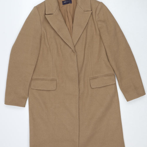 Marks and Spencer Womens Beige Overcoat Coat Size 12 Button