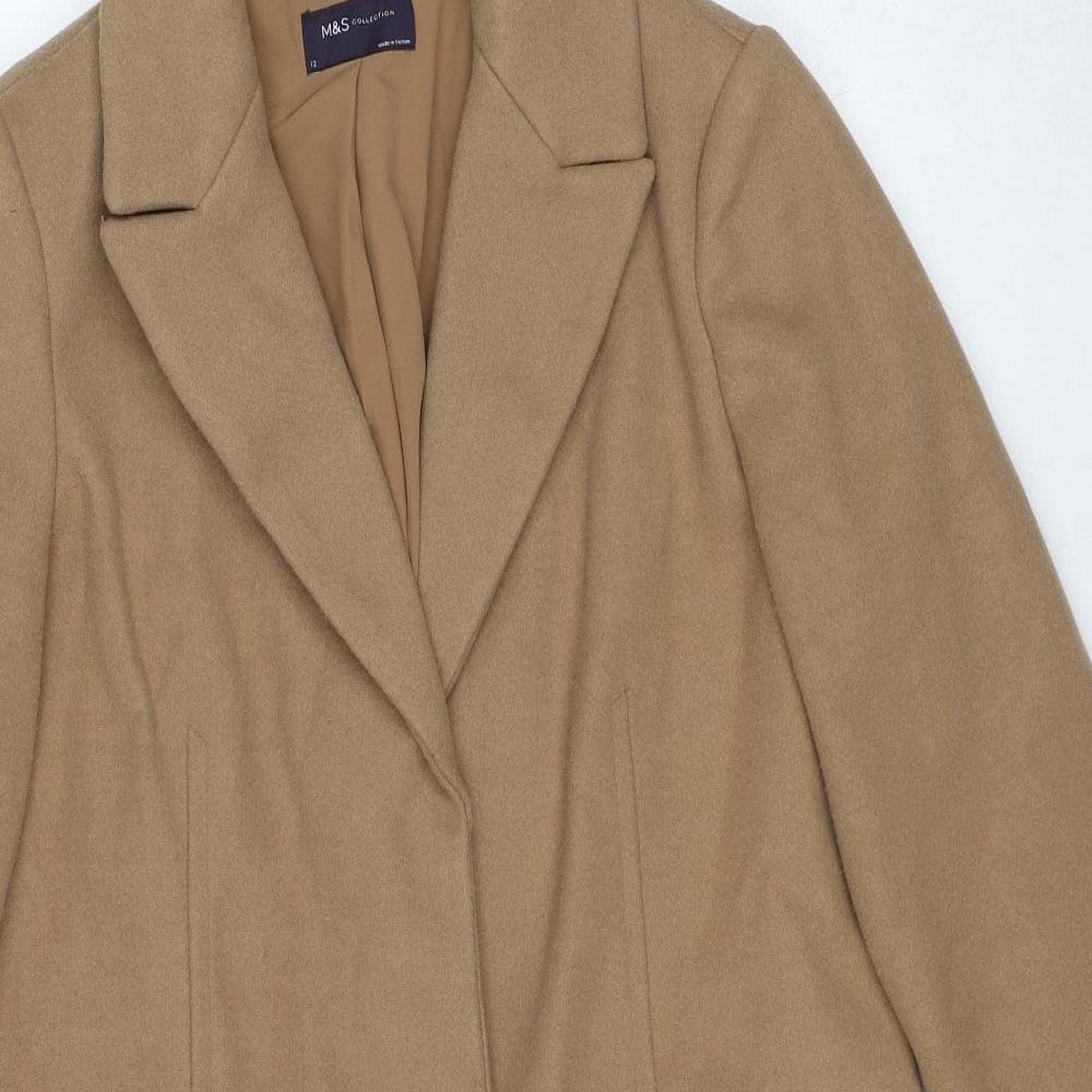 Marks and Spencer Womens Beige Overcoat Coat Size 12 Button