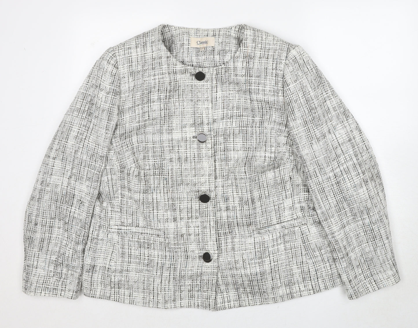 Marks and Spencer Womens Grey Geometric Jacket Size 22 Button
