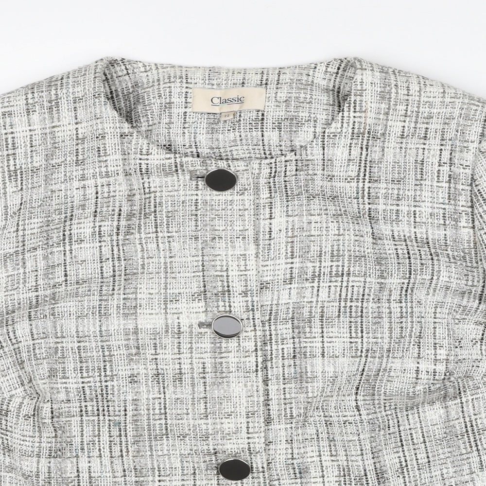 Marks and Spencer Womens Grey Geometric Jacket Size 22 Button
