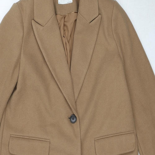 Marks and Spencer Womens Beige Pea Coat Coat Size 14 Button