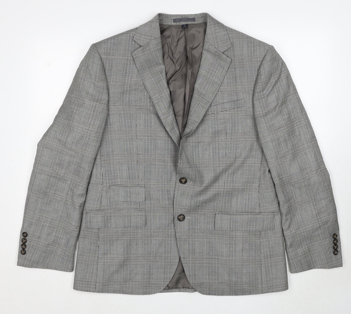 Marks and Spencer Mens Grey Plaid Wool Jacket Suit Jacket Size 40 Regular