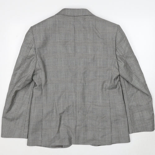 Marks and Spencer Mens Grey Plaid Wool Jacket Suit Jacket Size 40 Regular