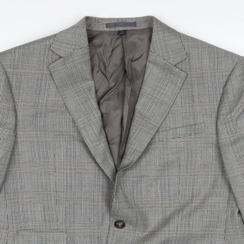 Marks and Spencer Mens Grey Plaid Wool Jacket Suit Jacket Size 40 Regular