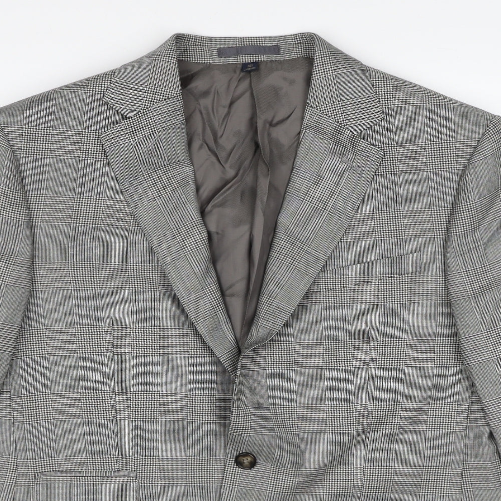Marks and Spencer Mens Grey Plaid Wool Jacket Suit Jacket Size 40 Regular