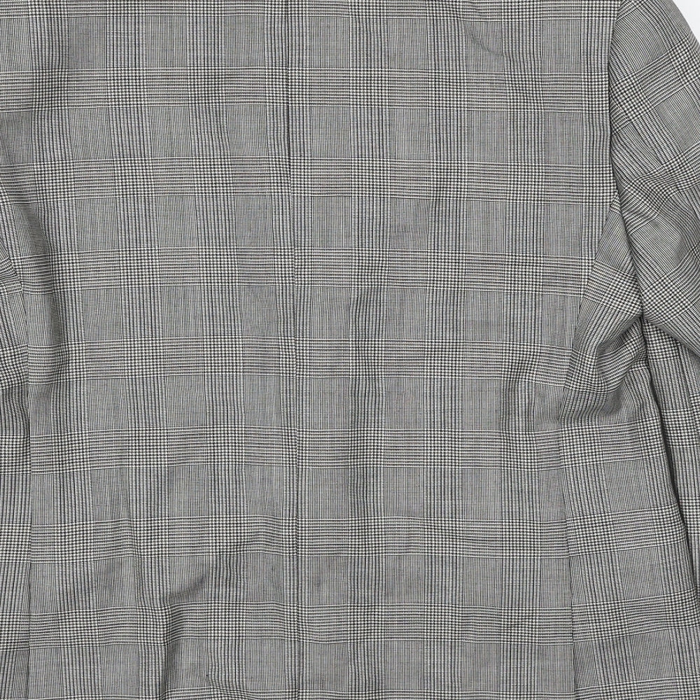 Marks and Spencer Mens Grey Plaid Wool Jacket Suit Jacket Size 40 Regular