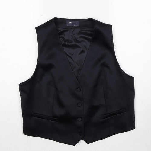Marks and Spencer Womens Black Polyester Jacket Suit Waistcoat Size 20
