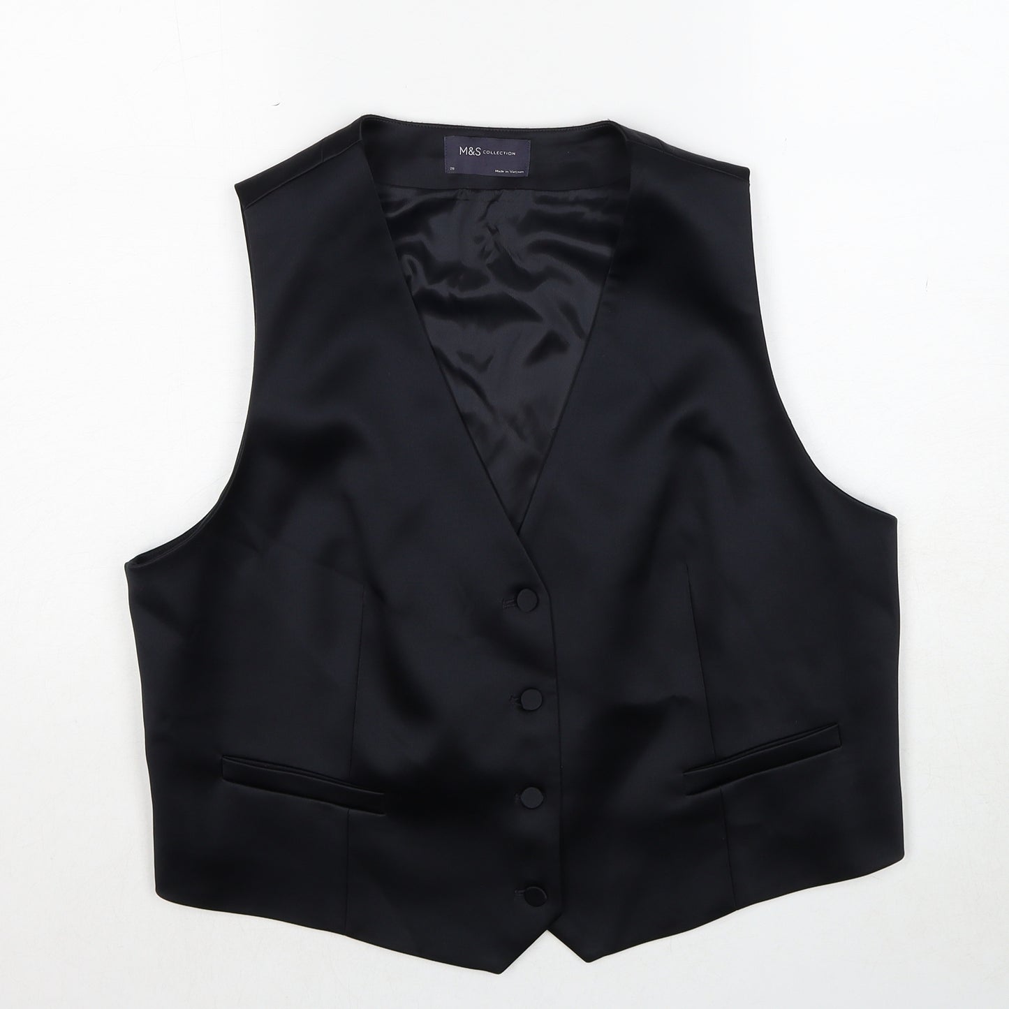 Marks and Spencer Womens Black Polyester Jacket Suit Waistcoat Size 20