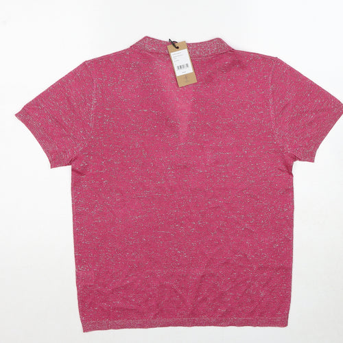 Hush Womens Pink Collared Viscose Pullover Jumper Size S