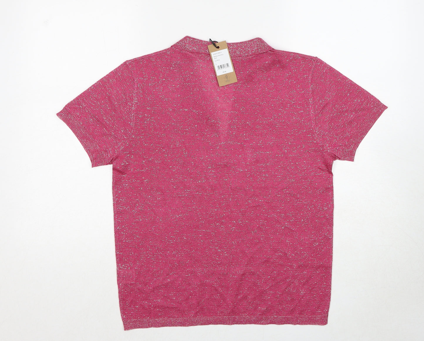 Hush Womens Pink Collared Viscose Pullover Jumper Size S