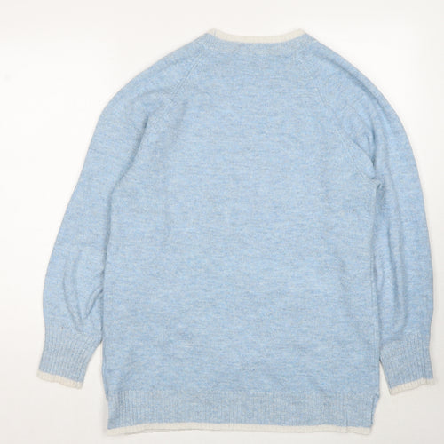 NEXT Womens Blue Round Neck Geometric Polyester Pullover Jumper Size M - Snowflake