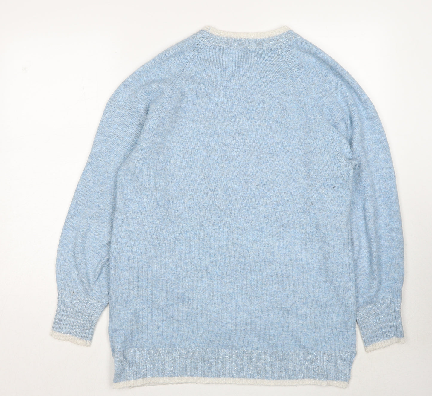 NEXT Womens Blue Round Neck Geometric Polyester Pullover Jumper Size M - Snowflake