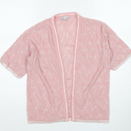 St.Clair Womens Pink V-Neck Geometric Acrylic Cardigan Jumper Size S