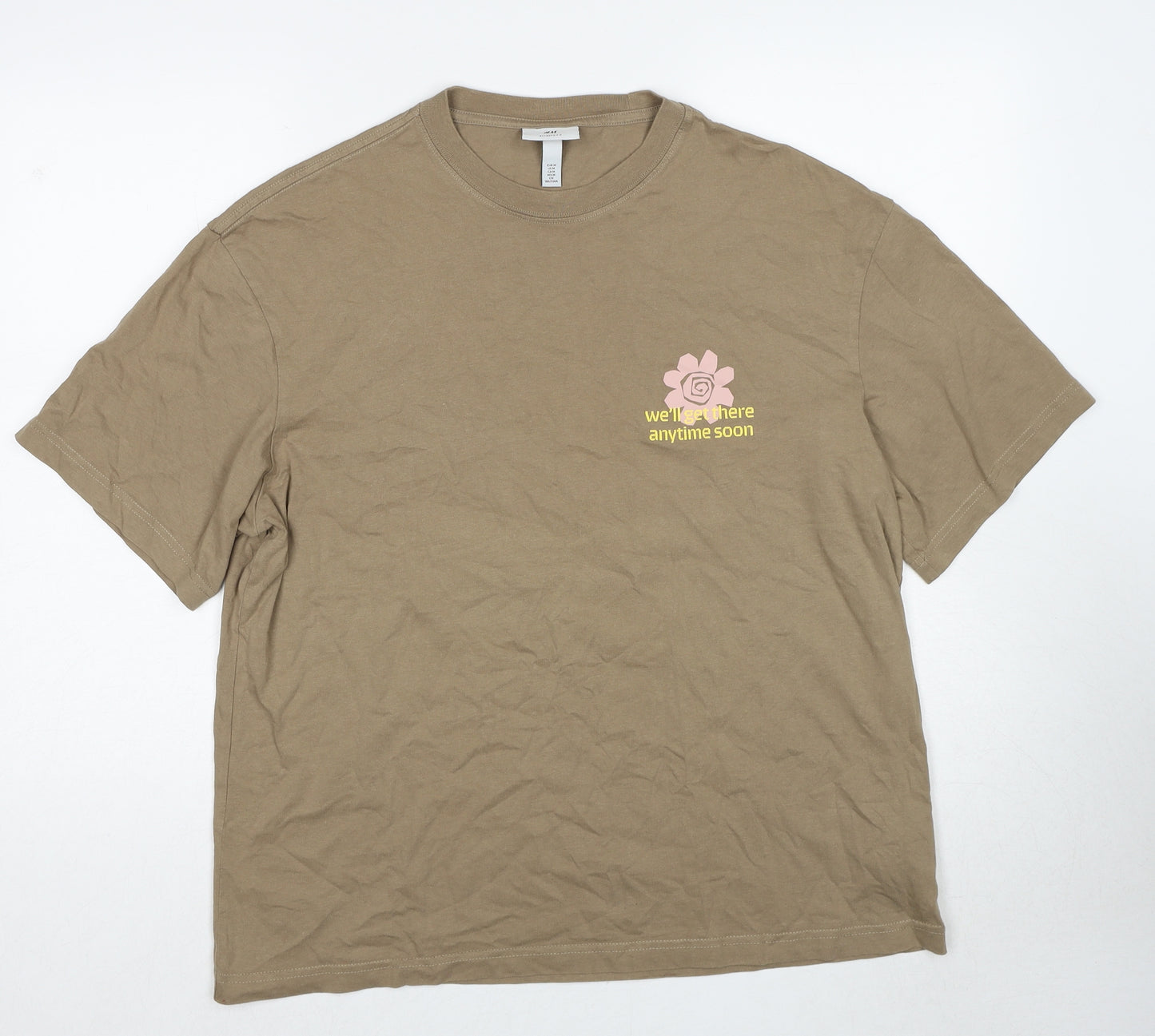 H&M Womens Brown Cotton Basic T-Shirt Size M Round Neck
