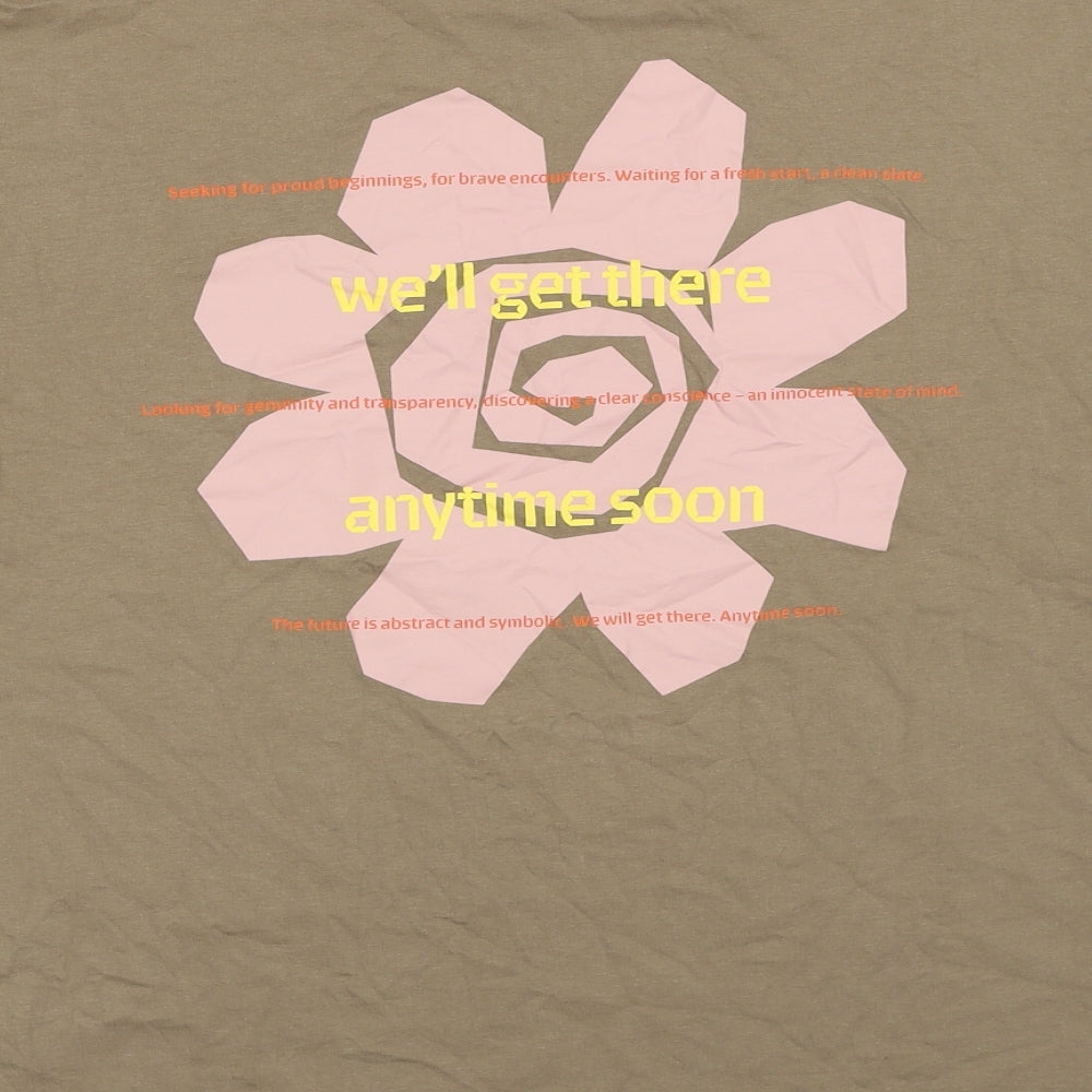 H&M Womens Brown Cotton Basic T-Shirt Size M Round Neck