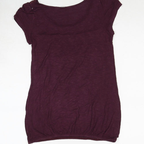 Dorothy Perkins Womens Red Cotton Basic Blouse Size 10 Round Neck - Lace Details