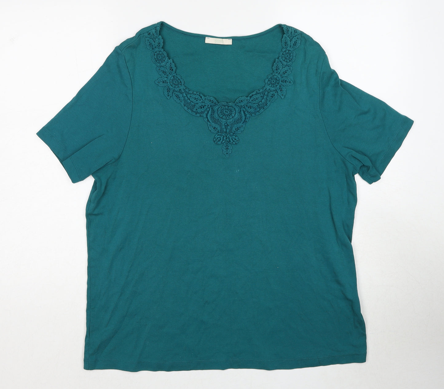 Marks and Spencer Womens Blue Cotton Basic Blouse Size 18 Round Neck
