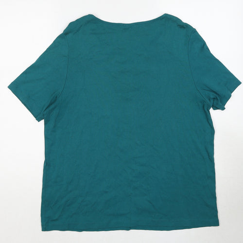 Marks and Spencer Womens Blue Cotton Basic Blouse Size 18 Round Neck