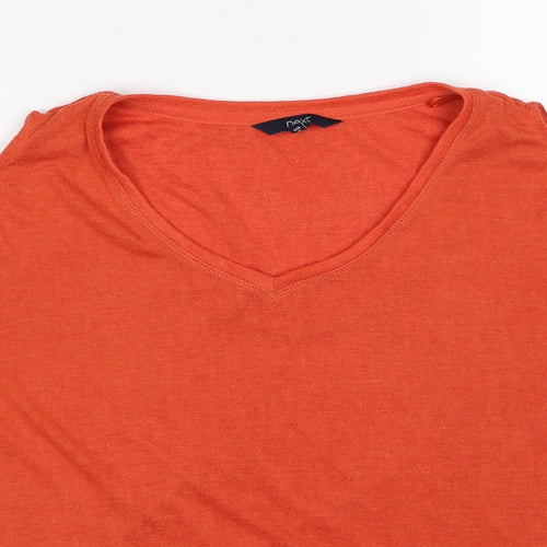 NEXT Womens Orange Polyester Basic Blouse Size 12 Round Neck - Cold Shoulder, Lace Detail
