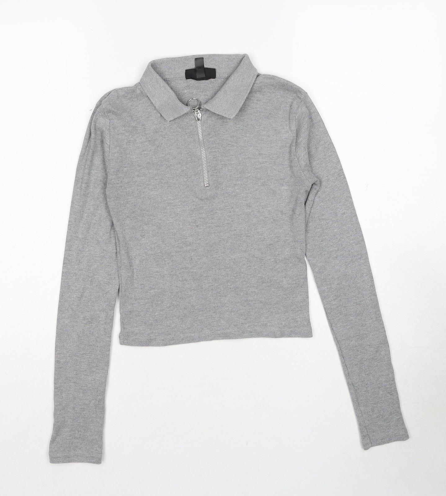 Topshop Womens Grey Collared Cotton Pullover Jumper Size 8