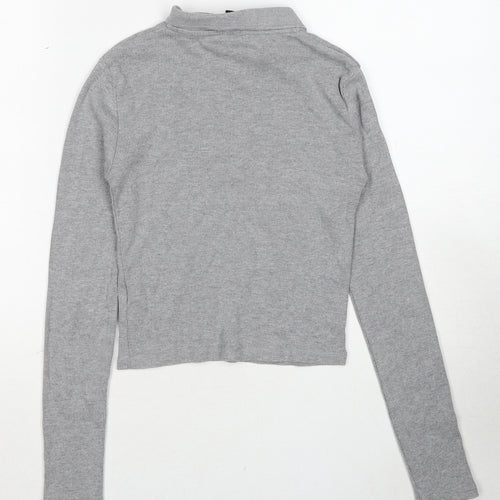 Topshop Womens Grey Collared Cotton Pullover Jumper Size 8