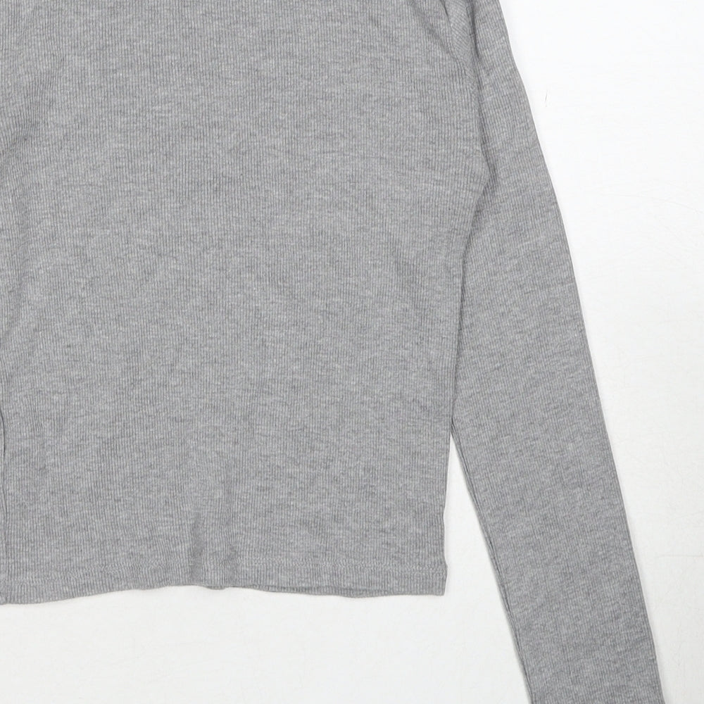 Topshop Womens Grey Collared Cotton Pullover Jumper Size 8