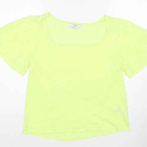 NEXT Womens Yellow Acrylic Basic Blouse Size 14 Round Neck