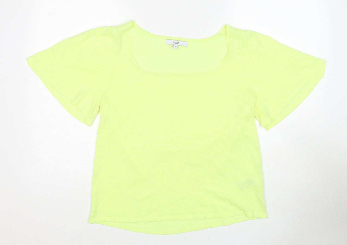 NEXT Womens Yellow Acrylic Basic Blouse Size 14 Round Neck