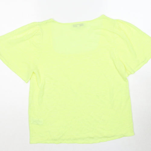 NEXT Womens Yellow Acrylic Basic Blouse Size 14 Round Neck