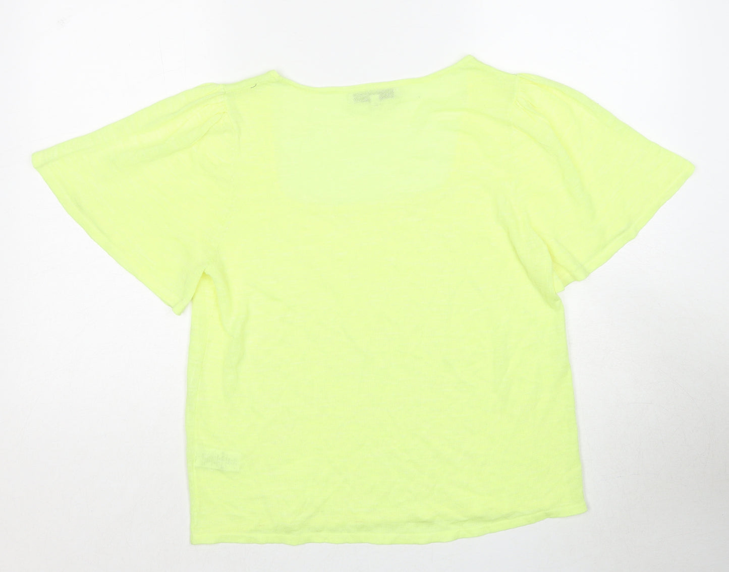 NEXT Womens Yellow Acrylic Basic Blouse Size 14 Round Neck