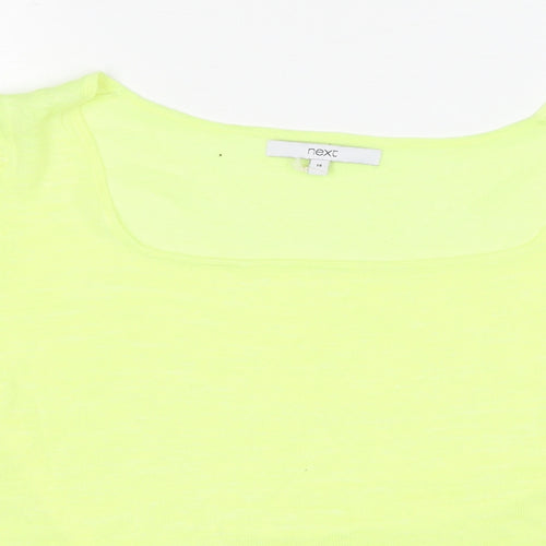 NEXT Womens Yellow Acrylic Basic Blouse Size 14 Round Neck