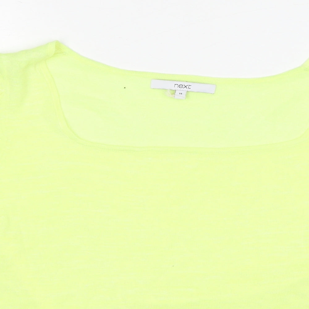 NEXT Womens Yellow Acrylic Basic Blouse Size 14 Round Neck