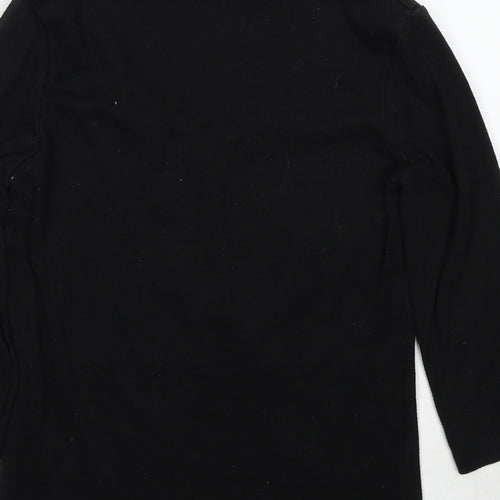 Emreco Womens Black Scoop Neck Cotton Pullover Jumper Size 10
