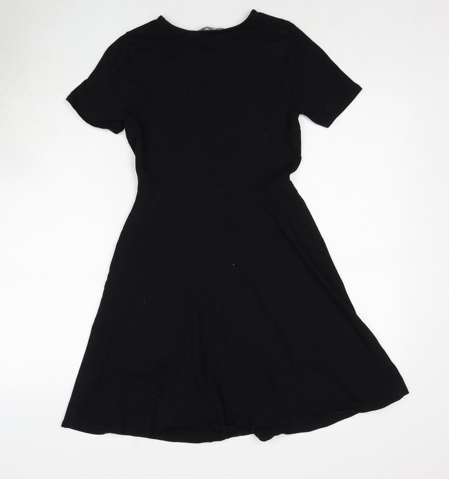 Dorothy Perkins Womens Black Cotton A-Line Size 8 Round Neck Pullover - Flower