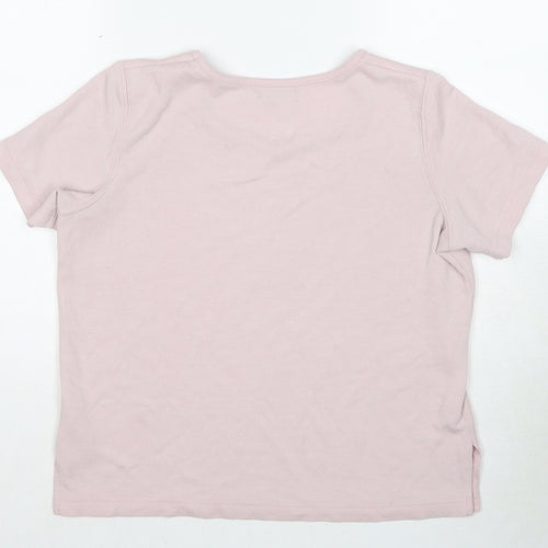 Bonmarché Womens Pink Polyester Basic T-Shirt Size S Boat Neck - Ribbed