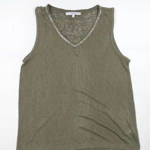 NEXT Womens Green Polyester Basic Tank Size 12 V-Neck